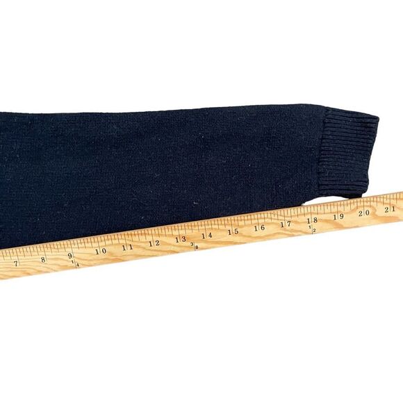 TOMMY HILFIGER Fair Isle Christmas Cardigan Navy Red White Sweater Zip Men's L - Picture 9 of 9